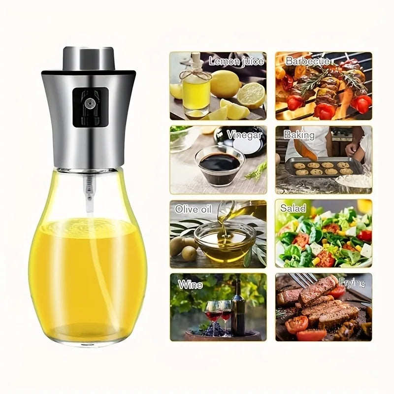 470ml Olive Oil Sprayer, Stainless Steel Oil Sprayer For Cooking, Food Grade Pressurized Oil Mister Portable Glass Oil Sprayer For Barbecue/Salad Making/Baking/Frying (Stainless steel oil spray can 470ml)