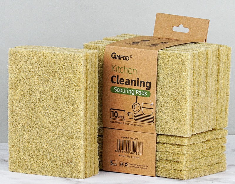 Microfiber Coconut Palm Brush Bowl Cleaning Cloth 0.8-0.9cm Thick Sisal Scouring Pad Dish Towel for Kitchen Household Use