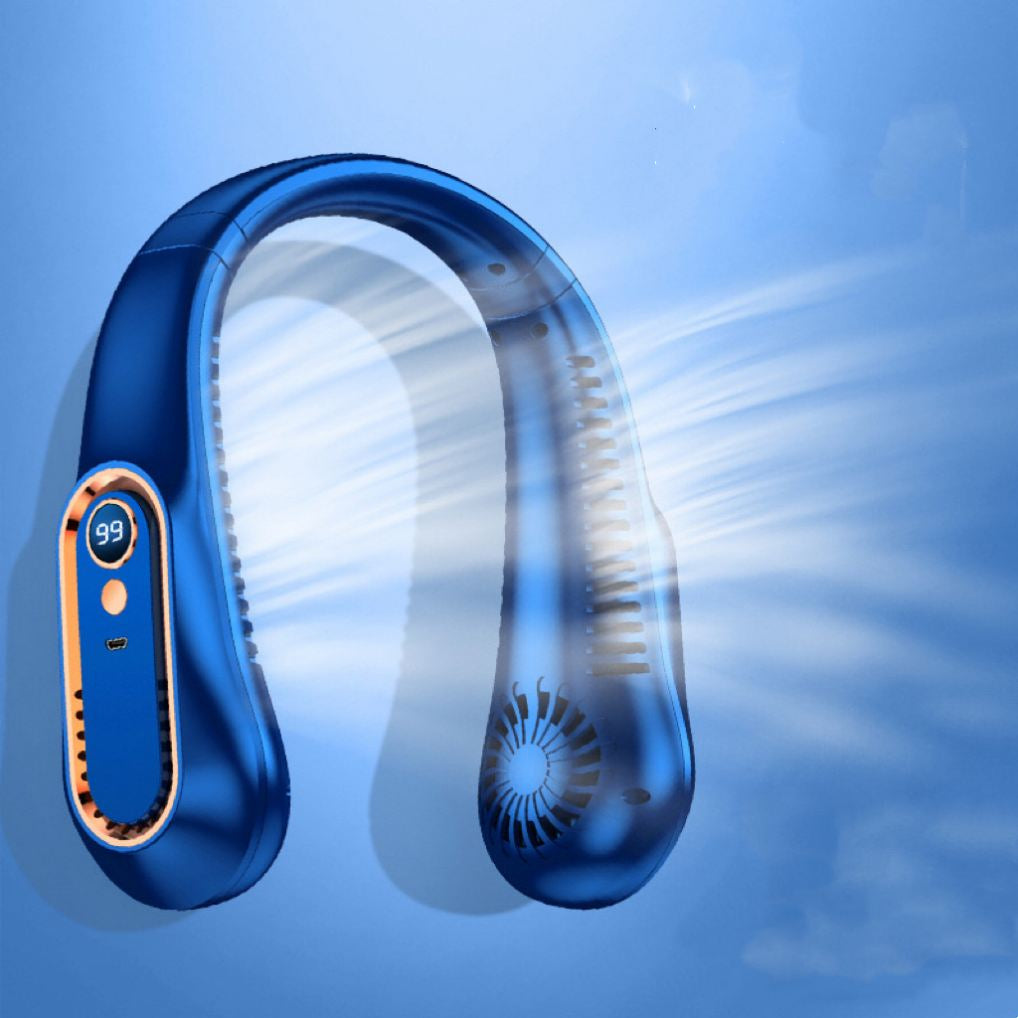 Portable Small Neck Fan - Hands Free Personal Fan, Foldable Folding Wearable Usb Charging Rechargeable Bladeless Fan with 1200mAh-Battery, Digital Display, 4 Speeds, 360° Cooling Wearable Fan, Birthday Gifts for Men, Women, Mom, and Dad