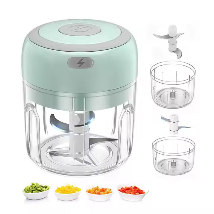 Electric Garlic Chopper, Portable Rechargeable Food Processor, Mini Garlic Grinder Masher Onion Chopper with Stainless Steel Blade, Cordless Mini Veggie Chopper for Nuts, Ginger, Chili, Fruit, Meat, Baby Food Processor