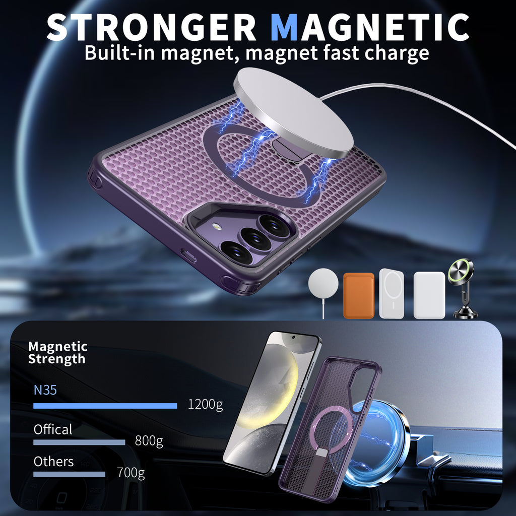 Samsung Galaxy S24 Plus Magnetic Heat Dissipatio case for Samsung Galaxy, for Wireless Charging, Cooling Drop Protection, Adjustable Kickstand case, Ice Armour Cool Matte Material