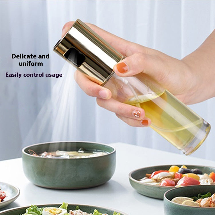 Oil Sprayer for Cooking, 3.5 OZ Olive Oil Dispenser Bottle for Kitchen Gadgets, Food, Air Fryer, Salad, Vinegar, BBQ, Stainless Steel Pump for Mist Spray, Glass Metarial Mister, 100 ML