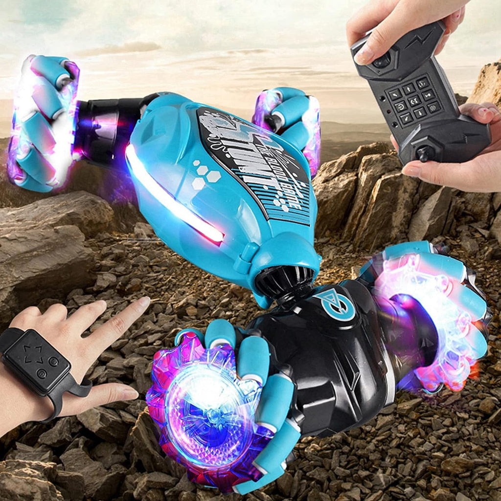 Remote Control Car for Kids, Gesture Sensing RC Stunt Car 4WD, 360° Rotating Transform Off-Road Twister Car, 2.4GHz Hand-Controlled RC Car with Lights & Drift Action for Boys & Girls