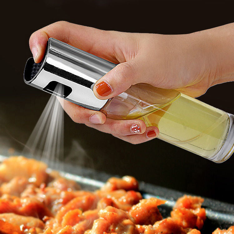 Oil Sprayer for Cooking, 3.5 OZ Olive Oil Dispenser Bottle for Kitchen Gadgets, Food, Air Fryer, Salad, Vinegar, BBQ, Stainless Steel Pump for Mist Spray, Glass Metarial Mister, 100 ML