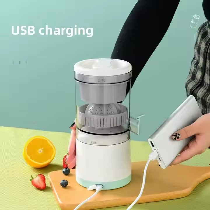 Electric Juicer Rechargeable - Citrus Machines with USB and Cleaning Brush Portable for Orange, Lemon, Grapefruit White + Green 9.4 * 4.4 * 5.4 inches