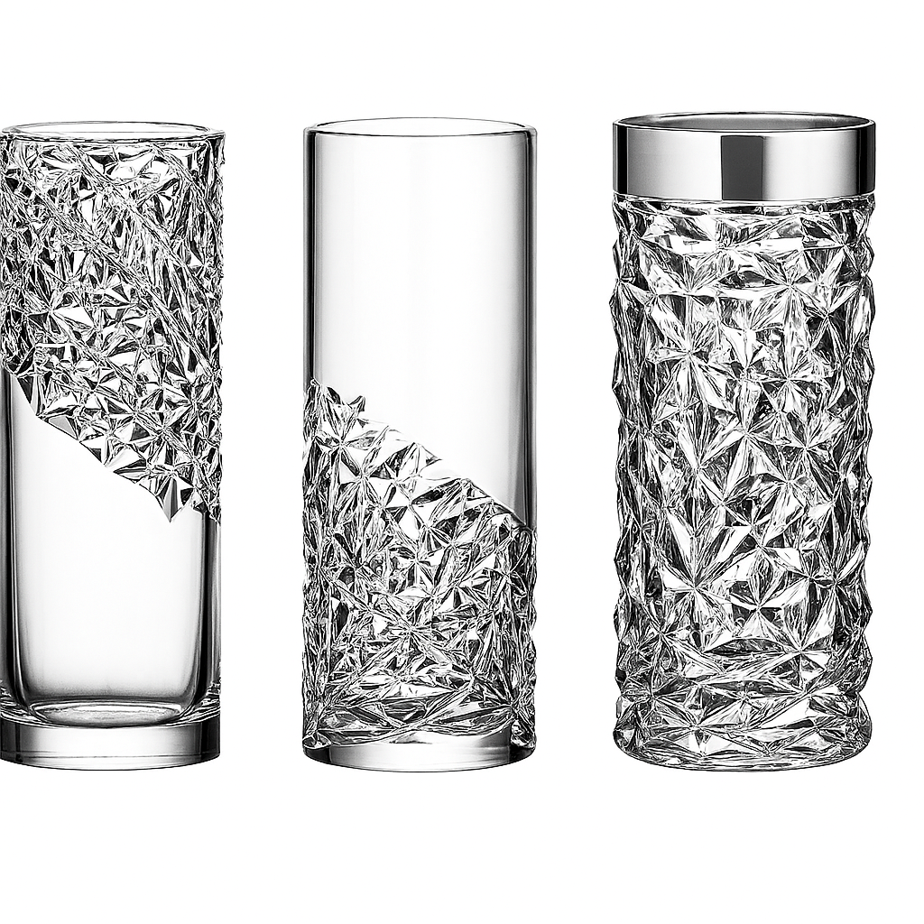 Crystal Glass Vase 30 cm, Sunshine Design, for Flowers & Decor. Lovely Nice Shiny Piece. Perfect as a Gift, Suitable for All Occasions.