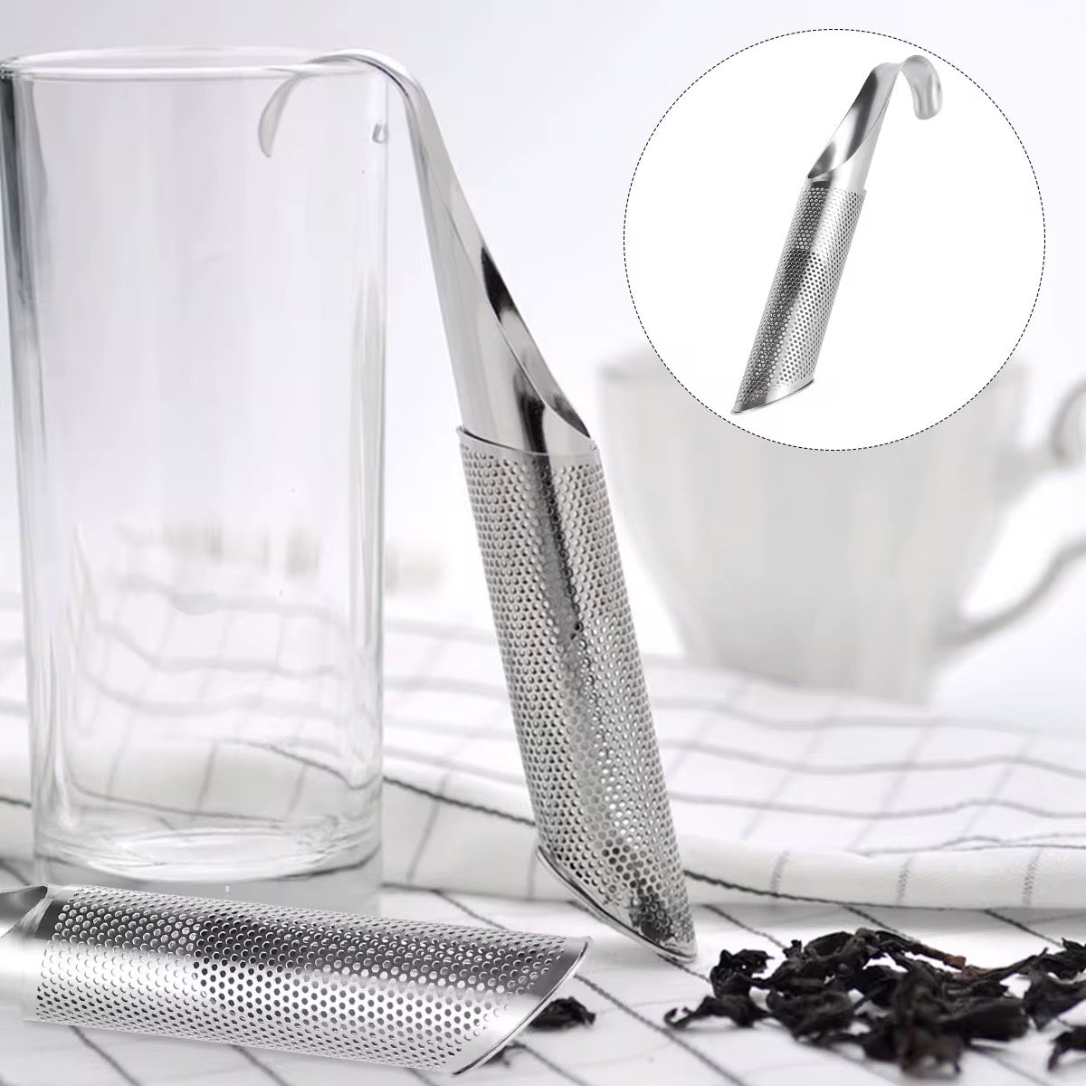 Kitchen Accessories Tea Strainer Amazing 304 Stainless Steel Tea Infuser with Long Handle Reusable Loose Leaf Tea Steeper Pipe Design Touch Feel Holder Tool Tea Spoon Infuser Filter