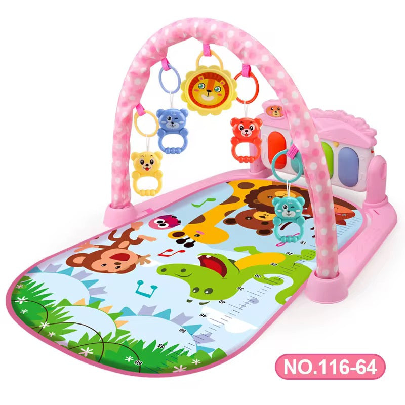 Multi-Functional Activity Fitness Sleeping Infants & Toddlers Baby Playmat Glow and Grow Kick & Play Piano Gym, Blue Musical Learning Toy with Developmental Activities for Newborns Babies 0+ Months