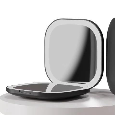 LumiÉlan™ DualGlow Compact Mirror – Precision Meets Elegance LED Makeup Mirror Light Double-Sided Folding Square Pocket Portable