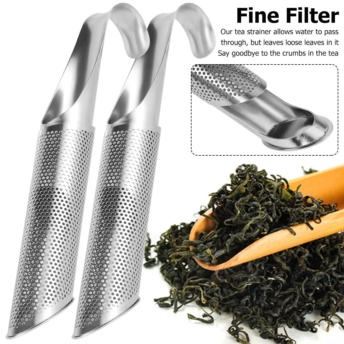 Kitchen Accessories Tea Strainer Amazing 304 Stainless Steel Tea Infuser with Long Handle Reusable Loose Leaf Tea Steeper Pipe Design Touch Feel Holder Tool Tea Spoon Infuser Filter