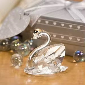 Sparkling Crystal Couple Swan Figurine Home Decoration, Handmade Lover Swan Statue Ornament, Crystal Crafts Paperweight Collectible, Great Gift for Girlfriend & Boyfriend Birthday Holidays Christmas