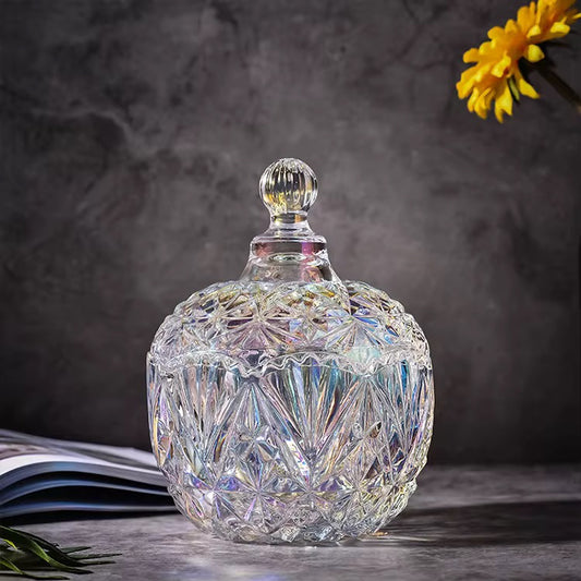✨ Luxury Amber Iridescent Crystal Candle Jar “Where Light Meets Luxury.”