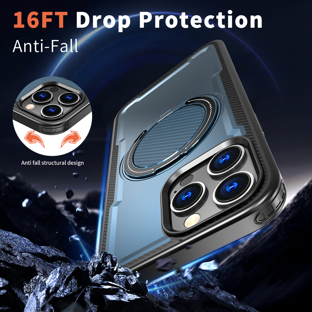 IPhone 16 Pro Max High Precision Rubber Coating Structure Mobile Phone Bugs CSS Case Protection Shockproof Kickstand Magnetic Metal 360 Degrees Wireless Charging Case