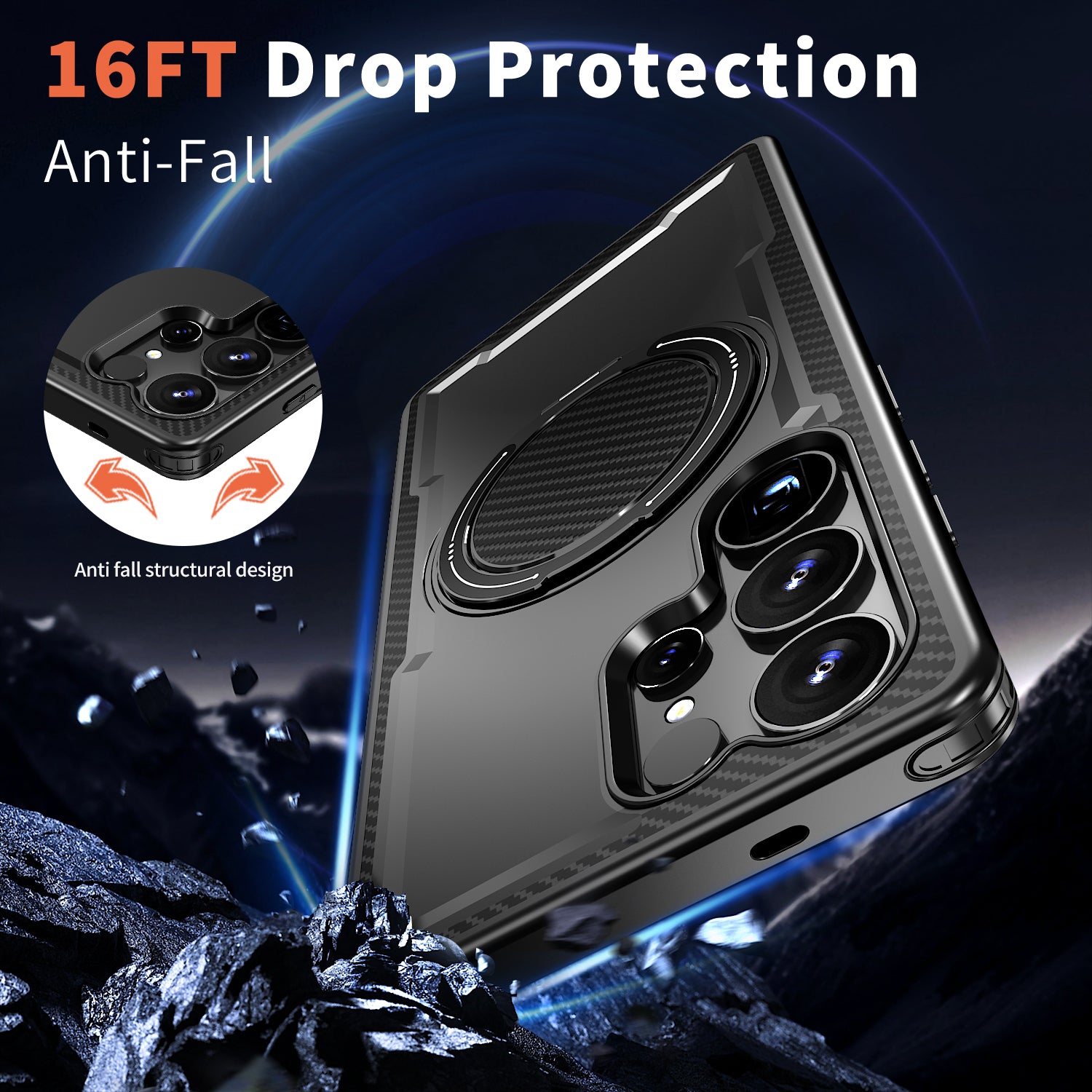 Magnetic Heat Dissipation Rubber Coating Structure Case for Samsung Galaxy S24 Ultra Wireless Charging Compatible Military Drop Protection Adjustable Kickstand Magnetic Metal 360 Degrees Ice Armour Cool Matte