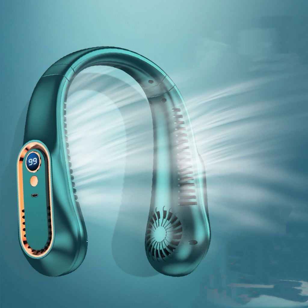 Portable Small Neck Fan - Hands Free Personal Fan, Foldable Folding Wearable Usb Charging Rechargeable Bladeless Fan with 1200mAh-Battery, Digital Display, 4 Speeds, 360° Cooling Wearable Fan, Birthday Gifts for Men, Women, Mom, and Dad