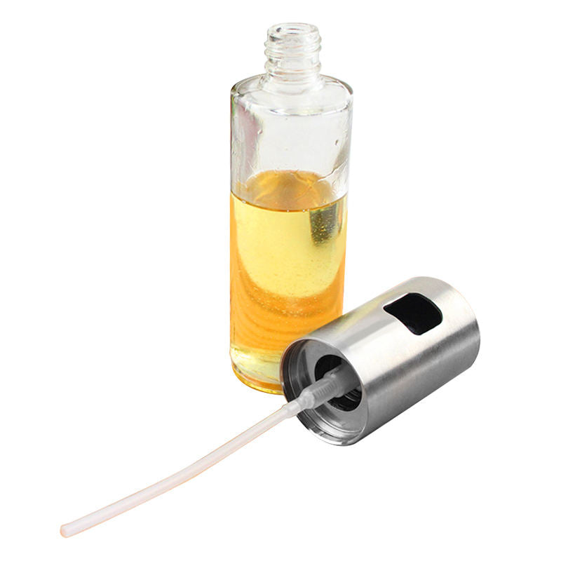 Oil Sprayer for Cooking, 3.5 OZ Olive Oil Dispenser Bottle for Kitchen Gadgets, Food, Air Fryer, Salad, Vinegar, BBQ, Stainless Steel Pump for Mist Spray, Glass Metarial Mister, 100 ML