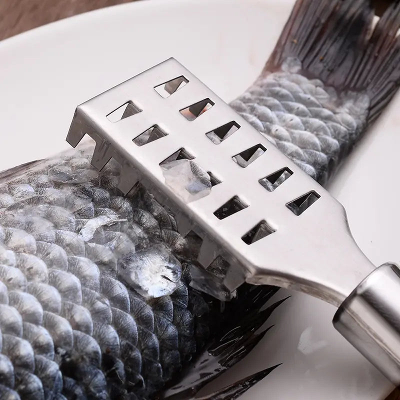 Fish Scaler, Stainless Steel Fish Scaler Remover with Serrated Sawtooth No Mess Easily Remove Fish Scales, Fish Skin Scraper for Kitchen Fish Cleaning Kit for All Fish