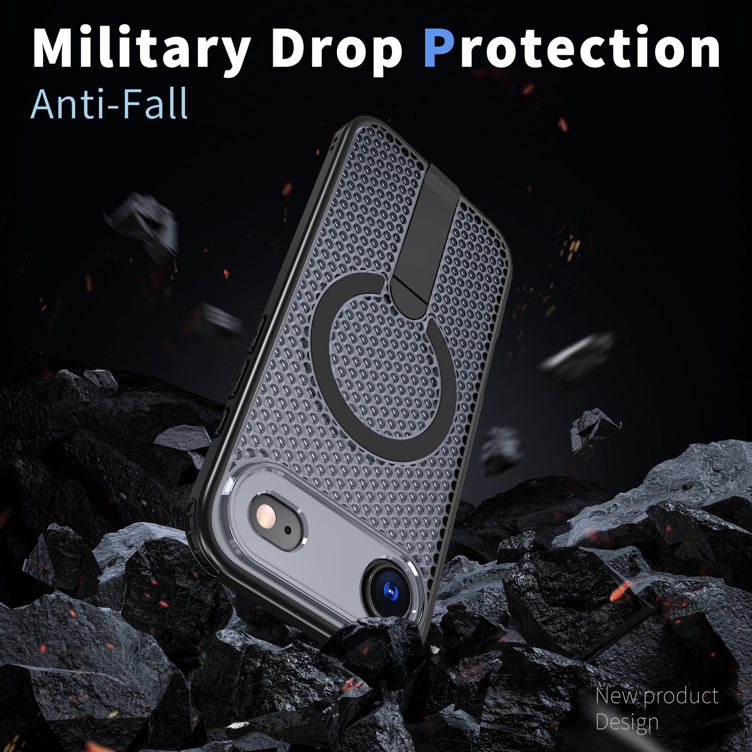 IPhone 17 Air High Precision Rubber Coating Structure Mobile Phone Bugs CSS Case Protection Shockproof Kickstand Magnetic Metal 360 Degrees Wireless Charging Case