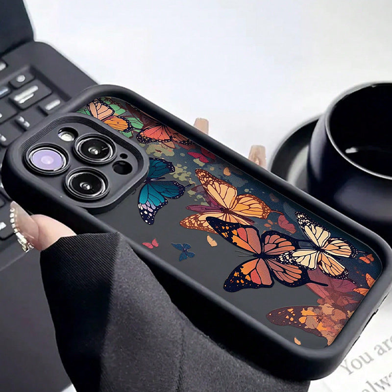 Retro Colorful Butterfly Floral Design Shockproof Phone Case for iPhone 15 Series (Plus, Pro, Pro Max)