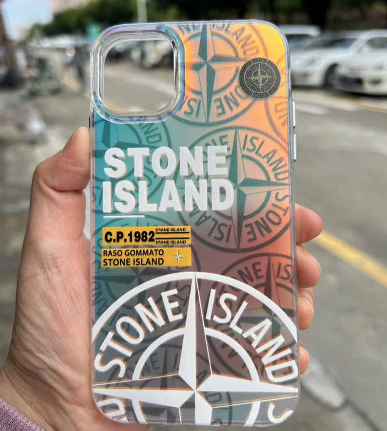 Fashion Colorful Stone Island Shockproof PC Label IMD Mobile Phone Case for iPhone 16 Plus / 16 Pro / 16 Pro Max case
