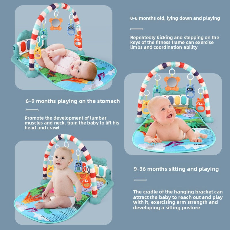 Multi-Functional Activity Fitness Sleeping Infants & Toddlers Baby Playmat Glow and Grow Kick & Play Piano Gym, Blue Musical Learning Toy with Developmental Activities for Newborns Babies 0+ Months