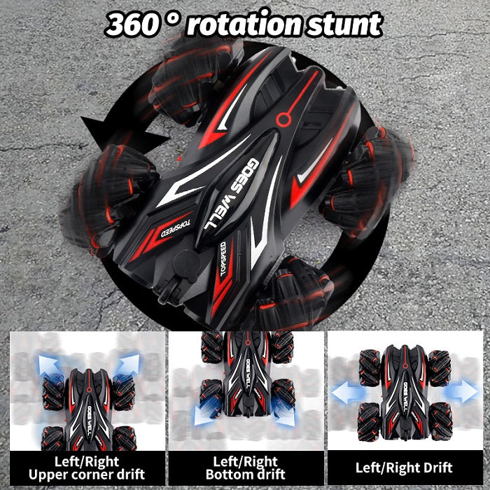 Double-Sided RC Stunt Car with Gesture Control, 360° Rotating Drift Car Toy with Dual Spray Mist, Remote Control Off-Road Vehicle, All-Terrain Flipping Car for Kids Boys & Girls