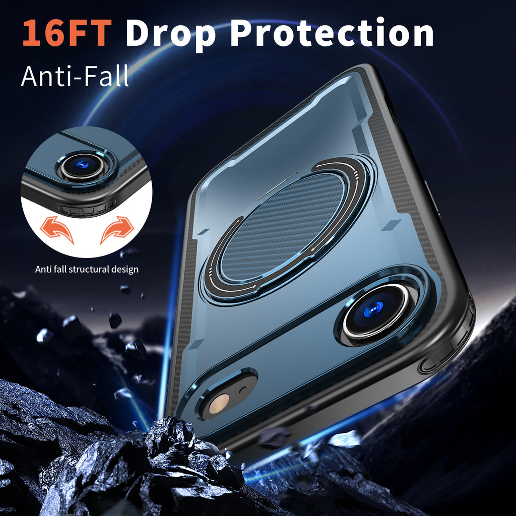 IPhone 17 Air High Precision Rubber Coating Structure Mobile Phone Bugs CSS Case Protection Shockproof Kickstand Magnetic Metal 360 Degrees Wireless Charging Case