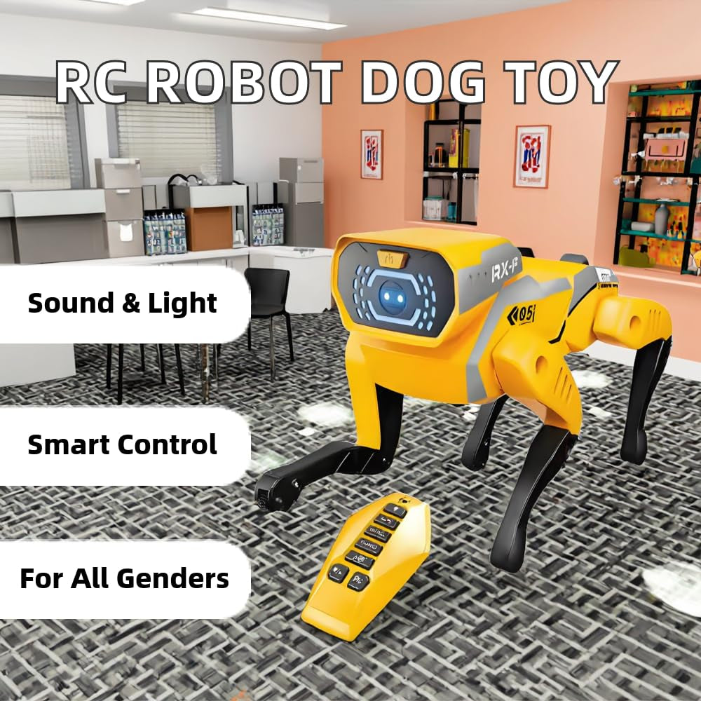 Smart Intelligent Mechanical Durable Plastic Dog Robot Toy Programmable Obstacle Avoidance Remote Control with Speech and Gesture RC Pet Electronics Dog Dancing Walking Toys for Kids