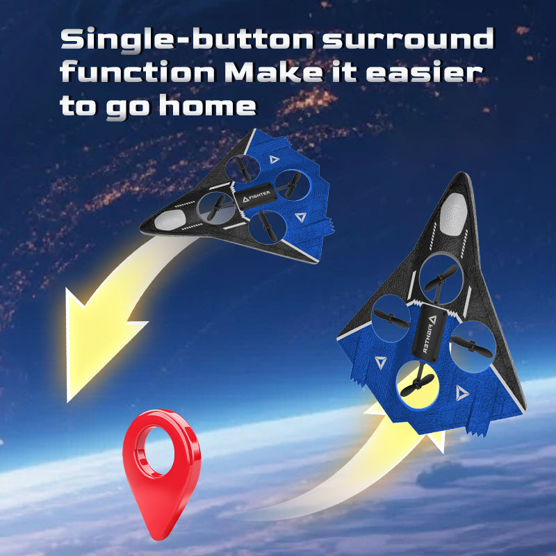 Aron Obstacle Avoidance Fly Jet Rc Plane 6-Axis Gyro Avion a Control Remote Avion De 360° Flip Helicopter RC Plane Fighter Jet with Light Rc Glider Jet Stunt Airplane Model Toys Drone Flight
