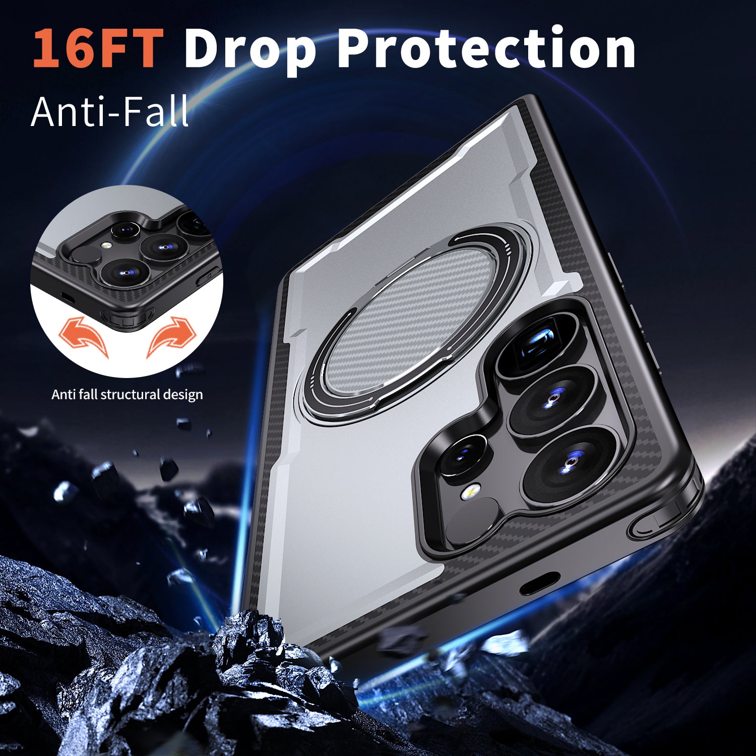 Magnetic Heat Dissipation Rubber Coating Structure Case for Samsung Galaxy S25 Ultra Wireless Charging Compatible Military Drop Protection Adjustable Kickstand Magnetic Metal 360 Degrees Ice Armour Cool Matte