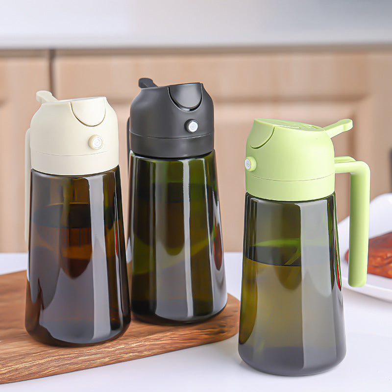 Olive Oil Sprayer for Cooking, 2 In 1 Glass Oil Dispenser Premium Spray Bottle for Kitchen Gadgets and Air Fryer Accessories, Salad, BBQ - Dark Green