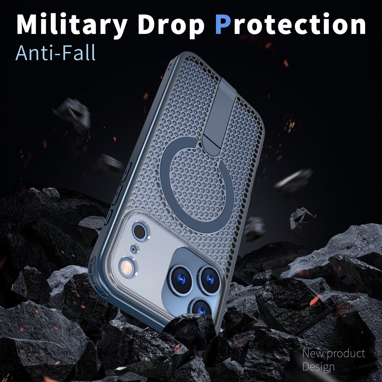 IPhone 17 Pro High Precision Rubber Coating Structure Mobile Phone Bugs CSS Case Protection Shockproof Kickstand Magnetic Metal 360 Degrees Wireless Charging Case