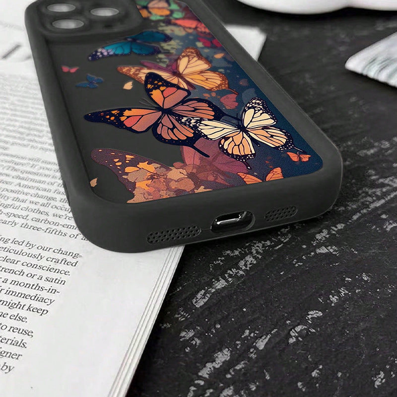 Retro Colorful Butterfly Floral Design Shockproof Phone Case for iPhone 17 Series (Air, Pro, Pro Max)