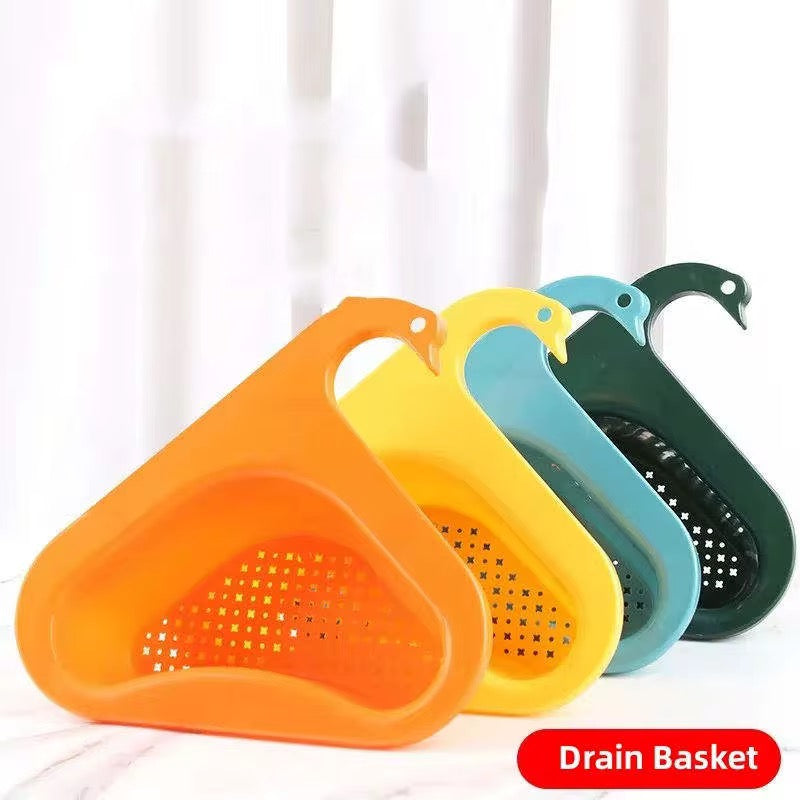 Modern Design Hanging Large Food Garbage Colanders Draining Shelf Organization Accessories Kitchen Sink Drain Non Trace Creative Multifunctional Dry Wet Separator Plastic Vegetable Washing Pool Basket