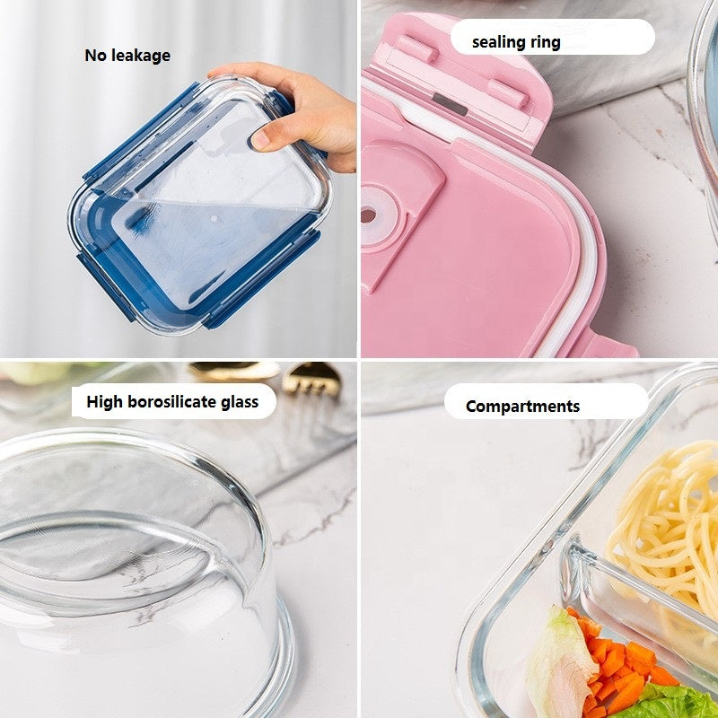 Freshkeeping bowl gift box set of three Food Grade Material Lunch Box Heat-resisting Glass Lunch Box Glassware Lunch Box for Officer and Adult