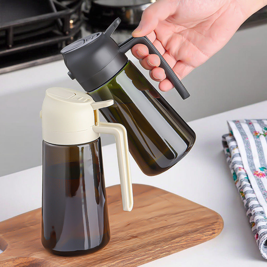 Olive Oil Sprayer for Cooking, 2 In 1 Glass Oil Dispenser Premium Spray Bottle for Kitchen Gadgets and Air Fryer Accessories, Salad, BBQ - Dark Green