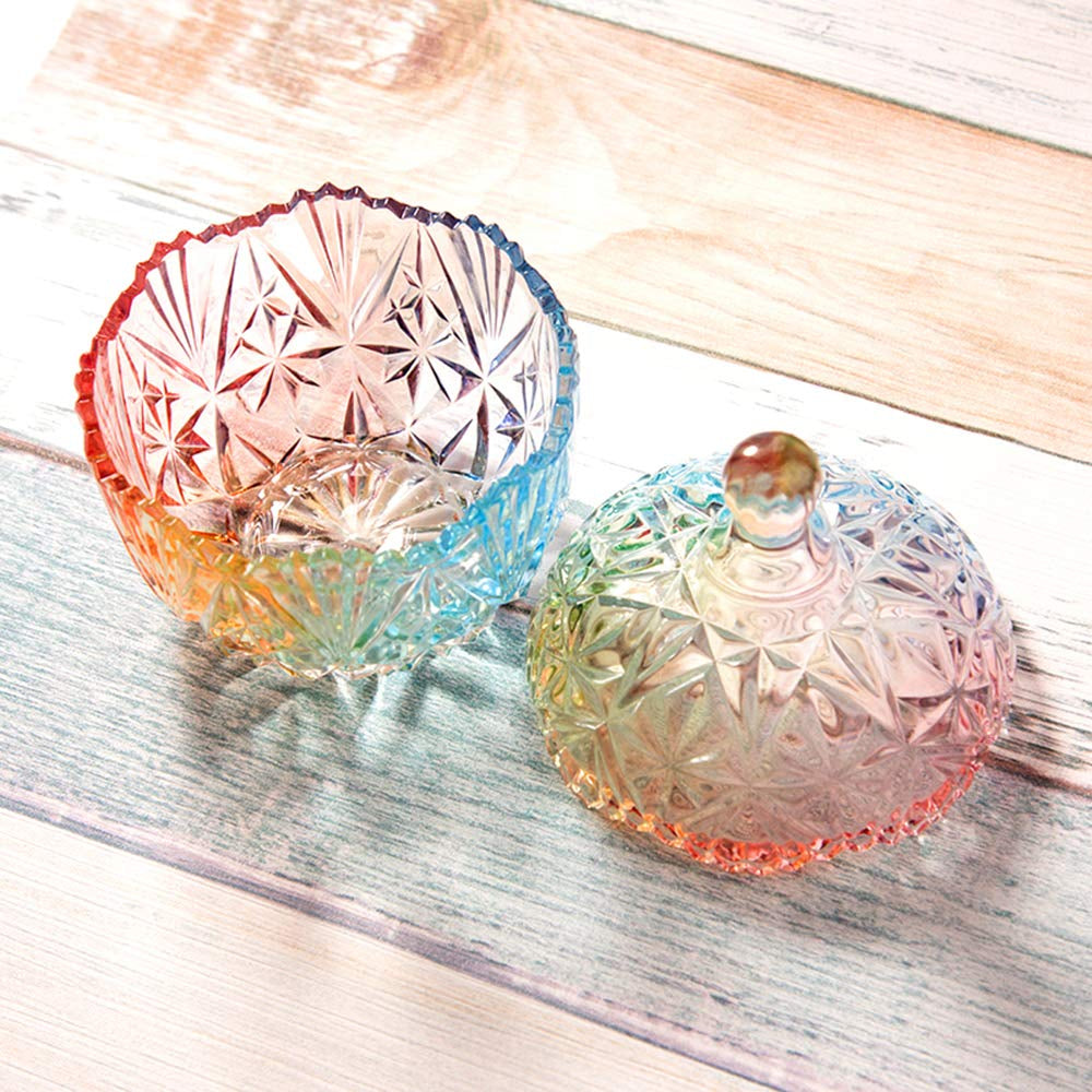 Crystal Glass Candy Dish with Lids, Cookie, Candy Jar with Lid, Rainbow Gradient Design, Large Crown Shaped, Elegant Glass Storage Jar for Buffet, Jewelry Box for Weddings, Home Decor Great Gift
