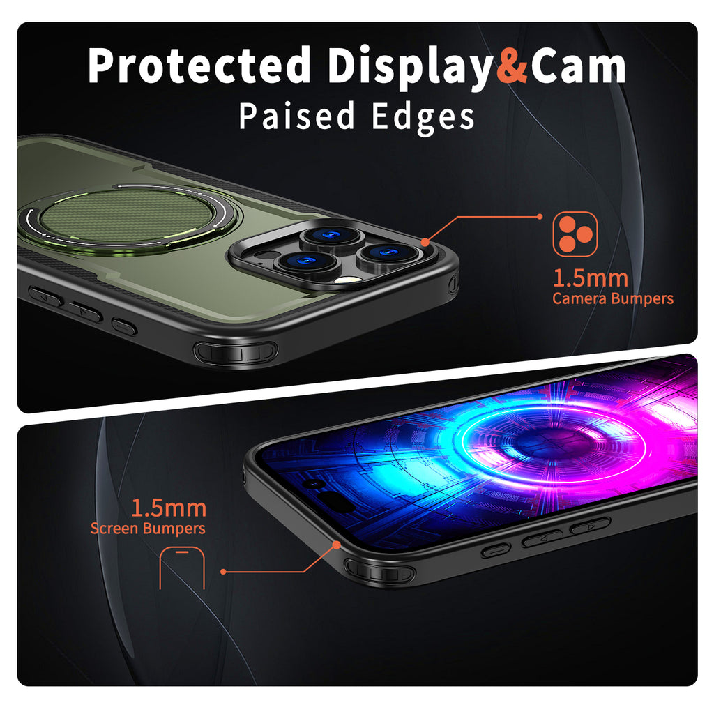 IPhone 16 Pro High Precision Rubber Coating Structure Mobile Phone Bugs CSS Case Protection Shockproof Kickstand Magnetic Metal 360 Degrees Wireless Charging Case