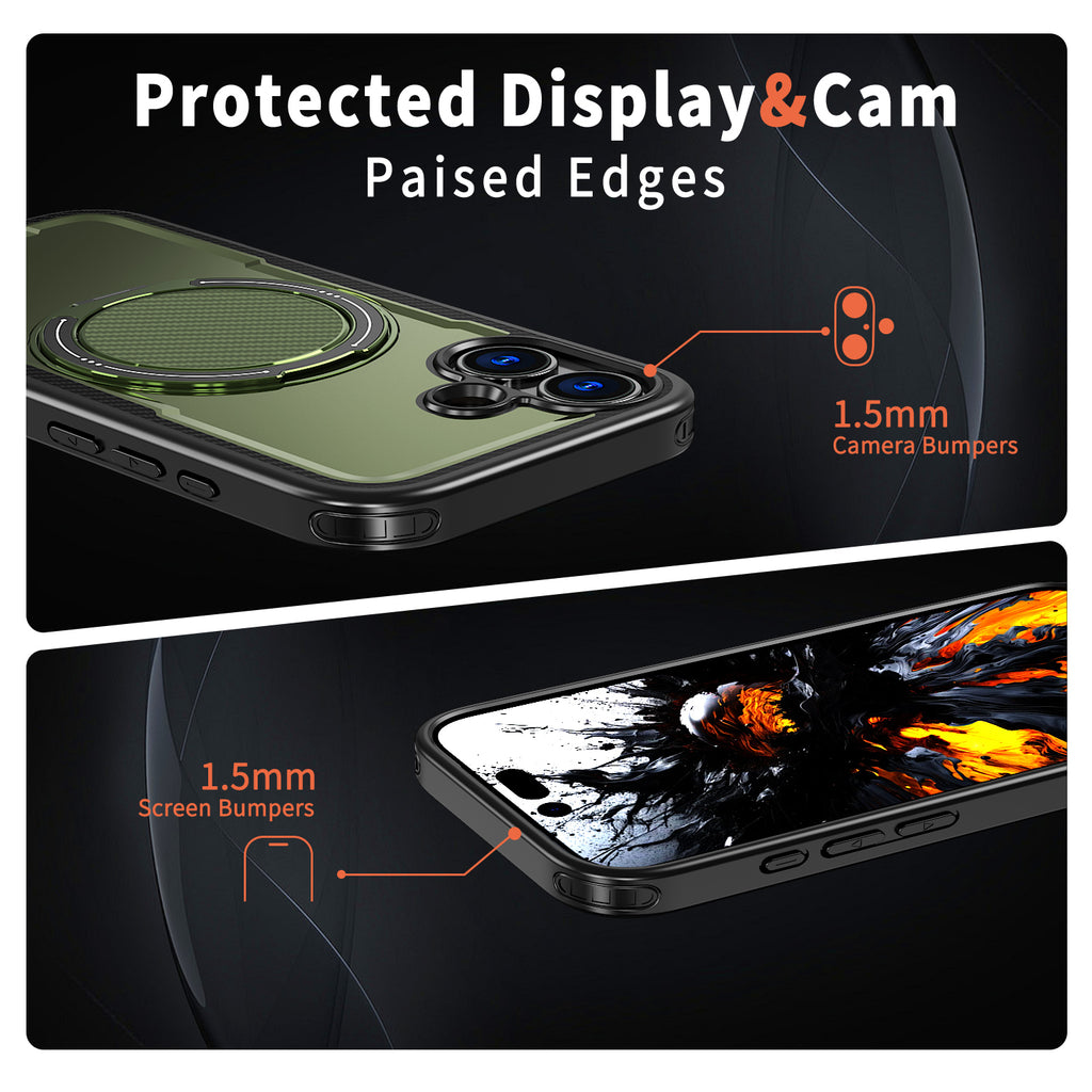 IPhone 17 High Precision Rubber Coating Structure Mobile Phone Bugs CSS Case Protection Shockproof Kickstand Magnetic Metal 360 Degrees Wireless Charging Case