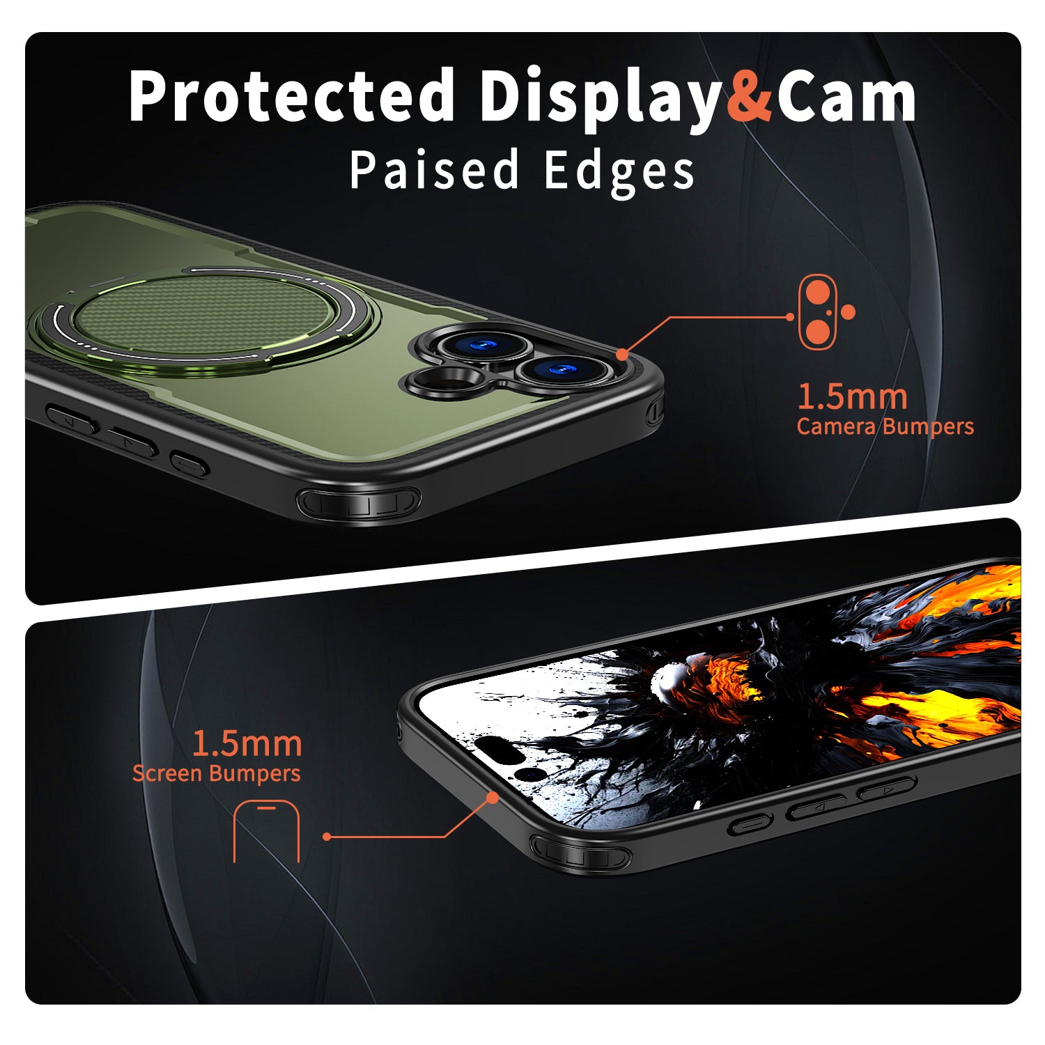 IPhone 17 High Precision Rubber Coating Structure Mobile Phone Bugs CSS Case Protection Shockproof Kickstand Magnetic Metal 360 Degrees Wireless Charging Case