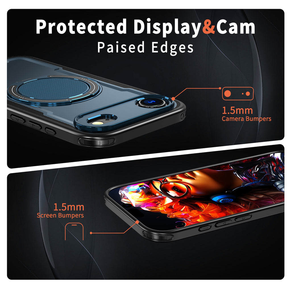 IPhone 17 Air High Precision Rubber Coating Structure Mobile Phone Bugs CSS Case Protection Shockproof Kickstand Magnetic Metal 360 Degrees Wireless Charging Case