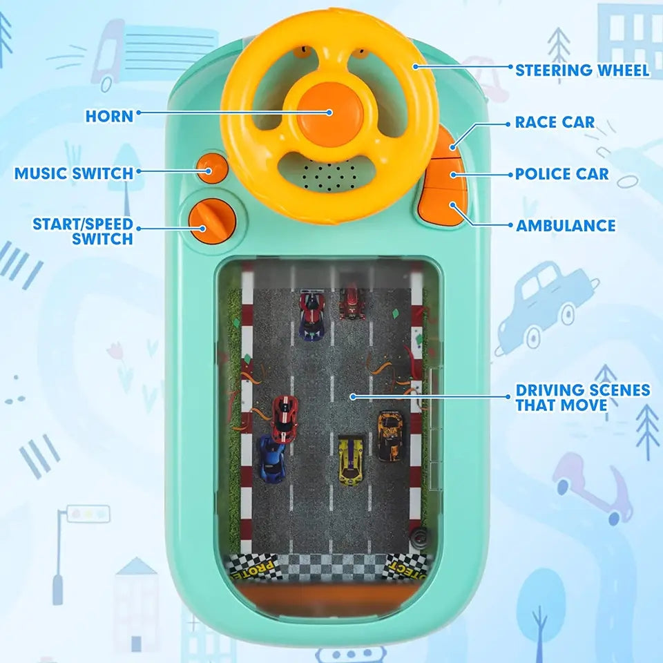 Children Early Educational Interactive Tabletop Kids Car Race Desktop Puzzle Game with Fun Obstacle Avoidance Driving Simulator Simulated Driving Car Game with Music Sound Effects for Preschool