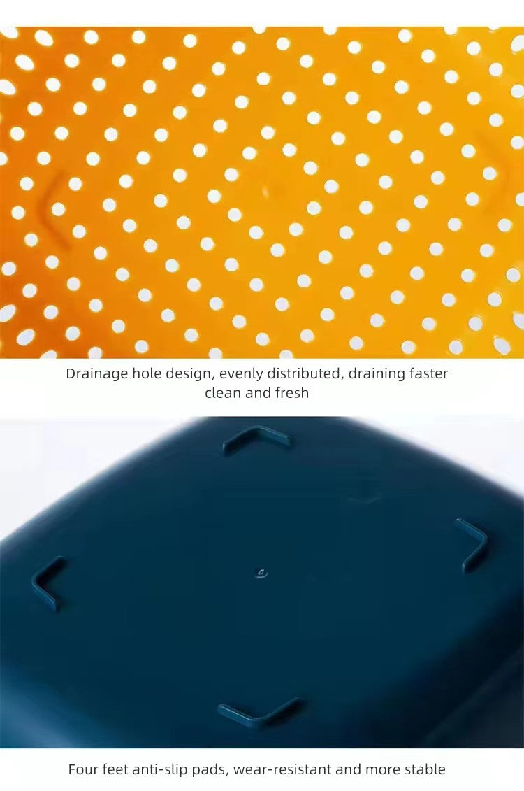 Vegetable Washing Baskets in The Kitchen Fruit Baskets Multi-layer Stackable Vegetable Sinks, Strainer and Washing Fruits and Vegetables Kitchen Colander Set (Blue Yellow)