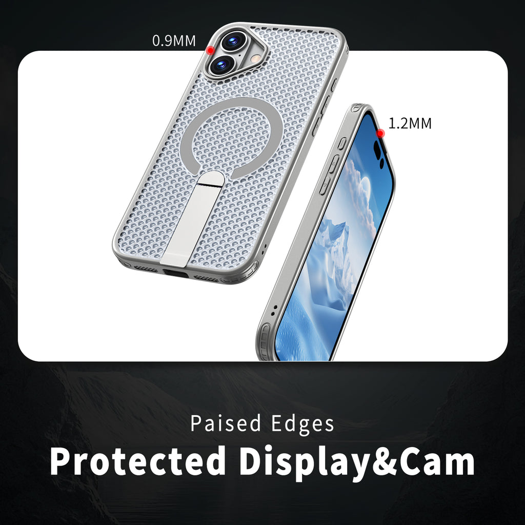 IPhone 16 Plus High Precision Rubber Coating Structure Mobile Phone Bugs CSS Case Protection Shockproof Kickstand Magnetic Metal 360 Degrees Wireless Charging Case
