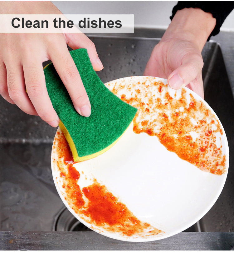 Kitchen Cleaning Sponge Dishes Pans Scrubbing Sponges Thick Foam Kitchen Bathroom Household Waist Shaped Polyester Sponge