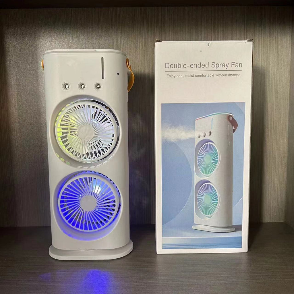 New Double-ended Fan 3 Speeds Air Conditioner Portable Cooling Air Three-ended 400ml Capacity Spray Fan With Night Light