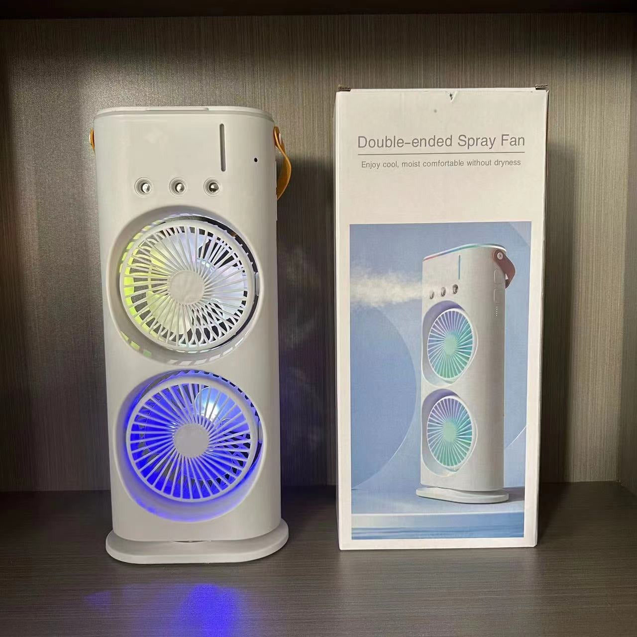 New Double-ended Fan 3 Speeds Air Conditioner Portable Cooling Air Three-ended 400ml Capacity Spray Fan With Night Light