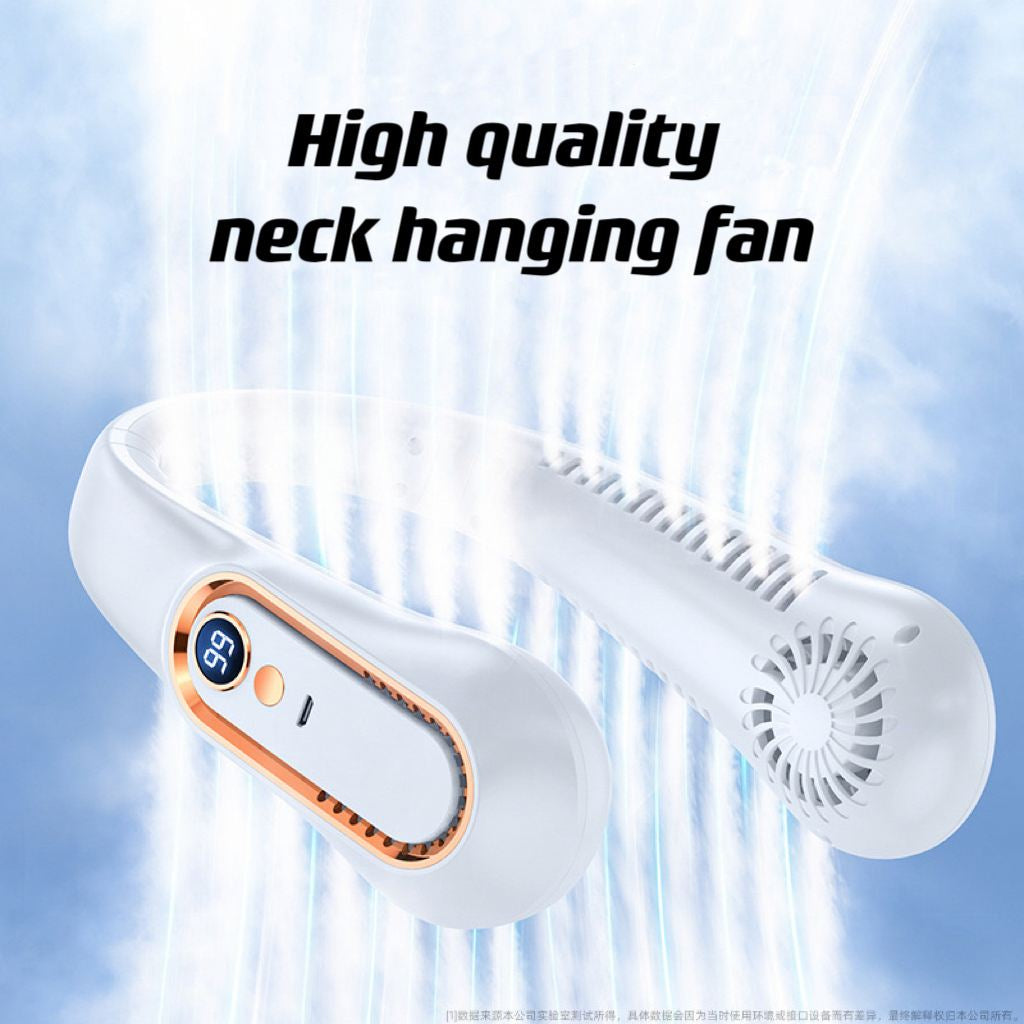 Portable Small Neck Fan - Hands Free Personal Fan, Foldable Folding Wearable Usb Charging Rechargeable Bladeless Fan with 1200mAh-Battery, Digital Display, 4 Speeds, 360° Cooling Wearable Fan, Birthday Gifts for Men, Women, Mom, and Dad