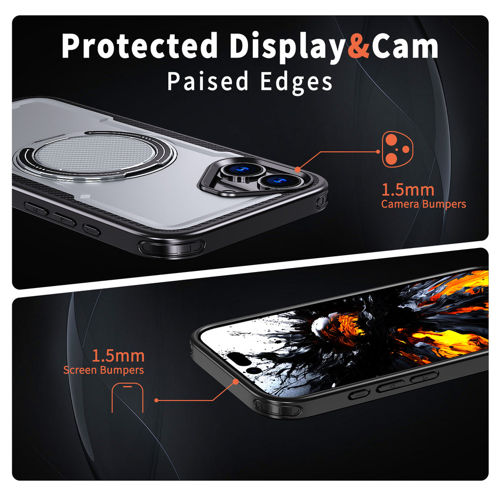 IPhone 16 Plus High Precision Rubber Coating Structure Mobile Phone Bugs CSS Case Protection Shockproof Kickstand Magnetic Metal 360 Degrees Wireless Charging Case