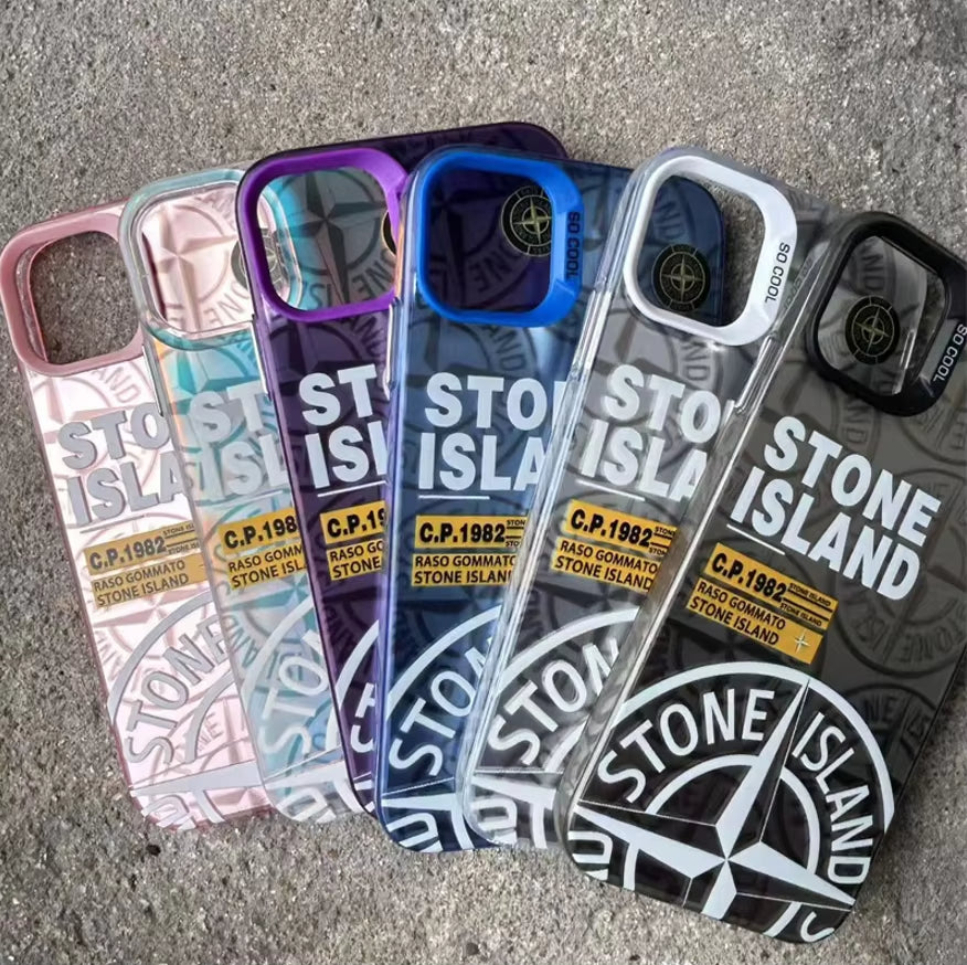 Fashion Colorful Stone Island Shockproof PC Label IMD Mobile Phone Case for iPhone 16 Plus / 16 Pro / 16 Pro Max case